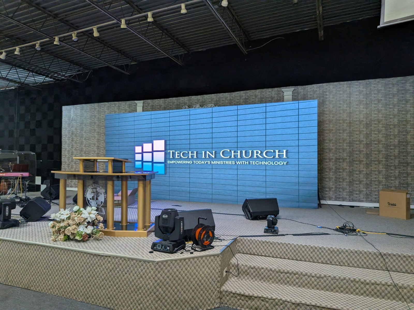 Tech in Church LED video wall deployed on a church stage